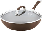 Circulon Symmetry Hard Anodized Nonstick Wok/Stir Fry Pan with Lid, 12", Chocolate