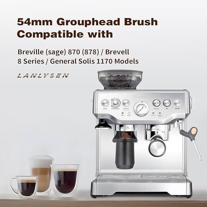 Espresso Coffee Machine Cleaning Brush, 360° Cleaning Push-Up Coffee Maker Brush, Espresso Machine Brush Coffee Cleaning Tool Compatible with 54mm Breville Machines Barista, Home, Kitchen