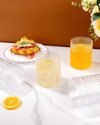 YOUBET 24PCS Plastic Hobnail Drinking Glasses - 14 Oz Clear Vintage Glasses Drinkware - Disposable Beaded Cups for Juice, Wine, Party