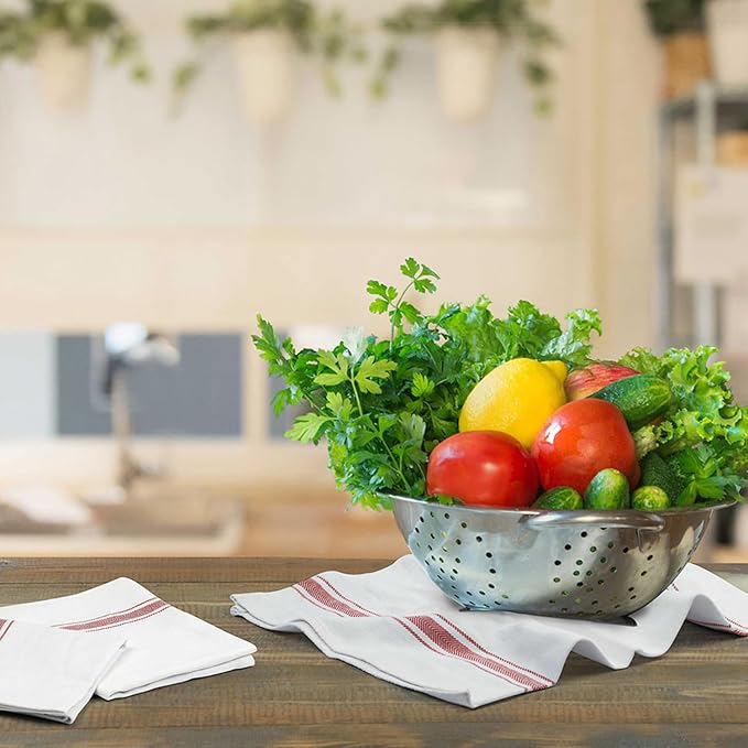 Dish Towels Set (Value Pack of 15) Size 15x25 Inch, 100% Cotton Soft & Absorbent Linen Kitchen Towels, Tea Towels, Reusable Cleaning Cloths for Household Cleaning (Red)