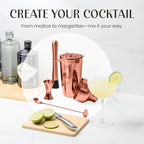 Mixology & Craft Bartender Kit: 10-Piece Cocktail Shaker Set with Dark Bamboo Stand | Complete at Home Bar Set with Bar Accessories | Great Housewarming Gift | Leak-Proof Design (Copper)