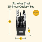 Cuisinart Stainless Steel Hollow Handle 15-Piece Cutlery Block Set, Kitchen Knife Set with Steel Blades for Precise Cutting, Durable Knives with Ergonomic Handles, C77SS-15PK