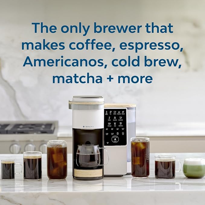 BRUVI The Bundle | Single-Serve Coffee System | Includes 20 Coffee and Espresso B-Pods Coffee Brewer