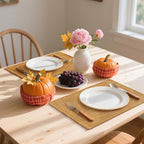 Homaxy Cloths Placemats for Dining Table Set of 6, Heat Resistant Washable Cotton Linen Blend Table Mats, Ideal for Kitchen Party Dining Decoration, 13" x 19", Amber