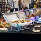 VEVOR Chafing Dish Buffet Set, 8 Qt 4 Pack, Stainless Chafer with 4 Full Size Pans, Rectangle Catering Warmer Server with Lid Water Pan Folding Stand Fuel Tray Holder Spoon Clip