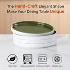 AmorArc Ceramic Plates Set of 6, 8.0 Inch Round Stoneware Salad Plates Use for Dessert, Salad, Appetizer etc,Microwave and Dishwasher Safe, Scratch Resistant Small Deep Dinner Plates-Light Green