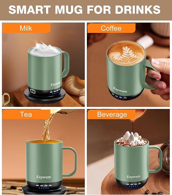 Heated Coffee Mug T1-14oz Fast Heating & Longer Battery Life Self Heating Coffee Mug Hot to 149℉ - Touch & App Controlled Mug Coffee and Hot Beverage Warmer, Gifts for Women and Men