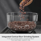 Kismile Dual Boiler Espresso Machine with Grinder, 20 Bar Espresso Maker with Milk Steamer & Hot Water, Dual LED Display, Pressure Gauge, Burr Grinder, coffee Machine for Home&Office, Stainless Steel