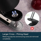 KITCHENDAO Cherry Pitter Tool, Larger Cross-Pitting Head, Cherry Core Remover with Safety Lock, Sturdy Zinc Alloy Handle, Dishwasher Safe(Black)