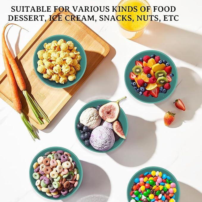 Wheat Straw Bowls Set of 8, Microwave and Dishwasher Safe, Unbreakable and Lightweight Small Bowl for Snack, Yogurt, Dessert Bowls for Kitchen, Picnic, Party (Green, 10 OZ)