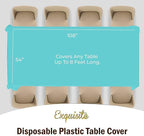 Exquisite 66% Thicker Premium Plastic Table Cloth Rectangle Table Cover 0.5 Mil 6 Pack Aqua Table Cloth 54 Inch x 108 Inch Disposable Tablecloth Won't Tear Easily Like Cheap Thin Brands