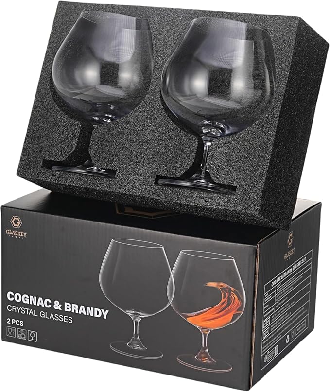 GLASKEY 22oz Large Brandy Snifter Glasses Set of 2,Crystal Cognac Glasses for Cognac,Brandy,Whiskey,Dishwasher Safe,Perfect for Home,Restaurants and Party