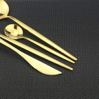 Gugrida 24-Piece Silverware Set - 18/10 Stainless Steel Reusable Utensils Forks Spoons Knives Set, Mirror Polished Cutlery Flatware Set, Great for Family Gatherings & Daily Use (6 set, Gold)