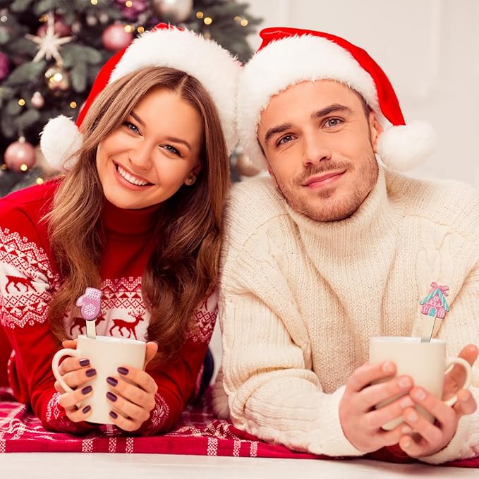 Jinei 120 Pcs Christmas Gingerbread Coffee Stir Sticks Natural Wooden Disposable Drink Stirrers for Hot Chocolate Milkshake Cocktail Restaurant Home Office