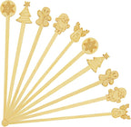 50PCS Bamboo Coffee Stirrers, 7inch Christmas Biodegradable Disposable Coffee Drink Cocktail Stirrers for Coffee Milk Christmas New Year Office Hot Chocolate Bar Supplies