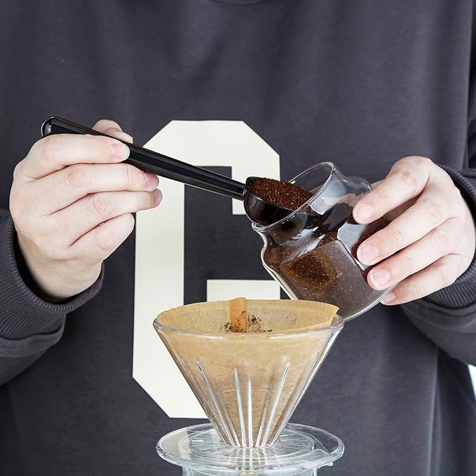 Easyworkz Stainless Steel Long Hollow Handle Coffee Scoop,7g Measuring Spoon for Ground Coffee and Loose Leaf Tea, Gunmetal Black