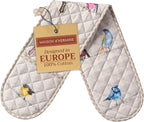 Maison d' Hermine Double Oven Mitts 100% Cotton 7"x35" Double Oven Mitt Heat Resistant BBQ Cooking Gloves with Loop, Baking, Grilling, Home, Kitchen, Handling Hot Pans Spring Summer (Birdies On Wire)