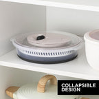 COOK WITH COLOR Collapsible Salad Spinner - 4 QT Space Saving Lettuce Dryer with Folding Collapsible Colander Great for Washing and Drying Fruit and Vegetables (Black)