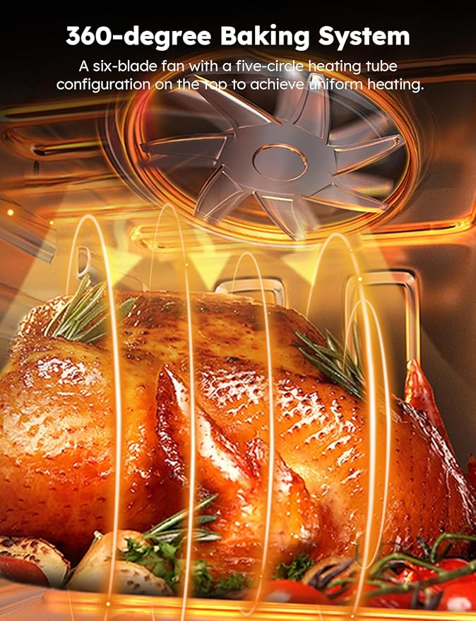 Nuwave Brio Air Fryer Oven, 15.5Qt X-Large Family Size, SS Rotisserie Basket &-Skewer Kit, Powerful 1800W, 50F-425F Temp Controls, Integrated Smart Thermometer