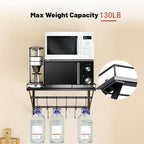 OROPY 31 Inch Wall Mounted Pot Rack Storage Shelf with 2 Tier Hanging Rails 14 S Hooks included, Ideal for Pans, Utensils, Cookware - Black