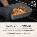Ceramic Coated Glass Food Storage Container | No PTFE, PFOA, PFAS, and BPA | Reusable Non Toxic Meal Prep Container with Glass Lid | Easy To Store | 5 Cup Square [Smoke]