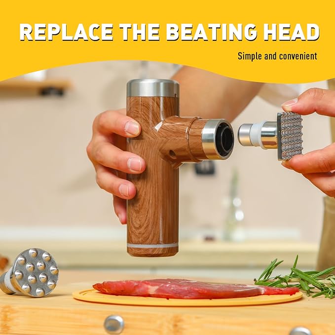 Electric Meat Tenderizer Tool,Cordless Meat Tenderizer Machine with 2 Stainless Steel Meat Mallet,Kitchen Essentials For Tenderizing Steak/Beef/Chicken Chops (brown)