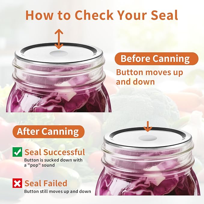 Aliggbent Canning Lids 200 PCS Mason Canning Jar Lids 70MM Regular Mouth Reusable Leak Proof Split Type Lids Food Grade and Anti-Rust Silver Jar Secure Caps and Bands with Silicone Seals Ring