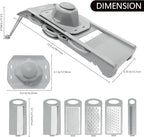 Mandoline Slicer Vegetable Chopper, Fruit Slicer, Cheese Grater & Potato Cutter with 6 Blades, Easy Kitchen Tool, Grey