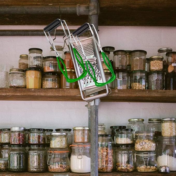 Canning Jar Lifter Tongs, Stainless Steel Jar Lifter with Rubber Grips - for Slip Wide-Mouth Clip for Kitchen Restaurant, Green