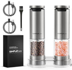 SIMPLETASTE Electric Salt and Pepper Grinder Set Rechargeable with LED Light, Stainless Steel, 70g Capacity for Kitchen, Dining Room, Bar