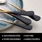 20-Pieces Black gold Silverware Sets for 4,Black gold Handle Stainless Steel Cutlery Set, Include Forks Spoons and Knives Set, Dishwasher Safe Utensil Sets for Home Restaurant