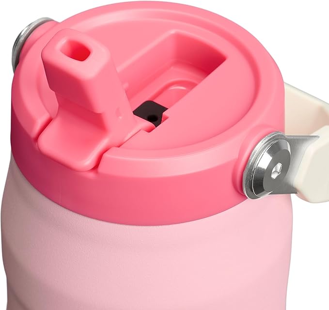 Stanley IceFlow Flip Straw 2.0 Water Bottle 24 oz | Built-In Straw for Travel and Sports | Lightweight and Leak Resistant | Insulated Stainless Steel | BPA-Free | Strawberry Cream