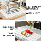 Large Stone Dish Drying Mat for Kitchen Counter, 24"×16"- Quick Drying Diatomaceous Earth Mats for Multi - Purpose, Eco-Friendly ,Super Absorbent, Foldable ,Non-Slip