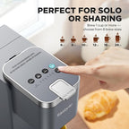 Single Serve Coffee Maker, Iced and Hot Coffee Machine for K Cup & Grounds, Compact Design, 40oz Removable Water Reservoir, 6 to 24 Oz Brew Sizes, Fits 7.3" Travel Mug, Gray