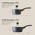 SENSARTE 1.5 & 2.5 Quart Sauce Pan Sets with Lid, Cooking Pots Set, Nonstick Saucepan Set with Pour Spout, Small Kitchen Pot, Non toxic Saucepot, Induction Comptable, Easy to Clean, PFOA Free