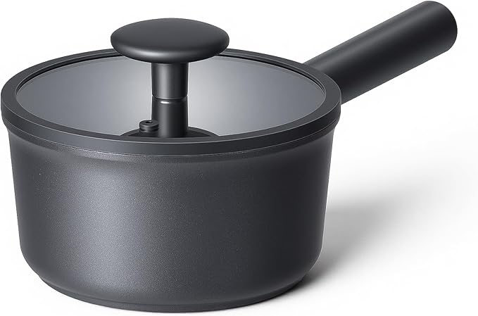 JEETEE Titanium Sauce Pan with Lid, 3 QT Non Stick Cooking Pots, Oven & Dishwasher Safe, Ideal for Sauces Soups and Heating Milk, PFOA/PFAS Free (Gray)