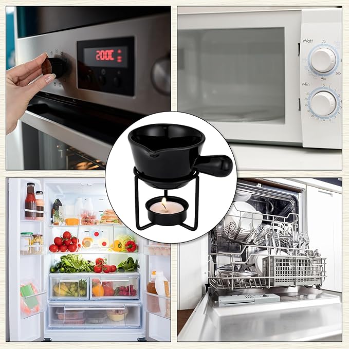 Yungyan 35 Pcs Ceramic Butter Warmers 5 Butter Warmers for Seafood with 25 Tealight Candles 5 Stand 2 oz Mini Simmer Pot Set for Sauce Chocolate Cheese Fondue Lobster Dishwasher Microwave Oven Safe