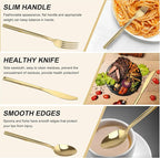 20 Piece Silverware Set for 4,Stainless Steel Flatware Set,Tableware Cutlery Set for Home and Restaurant Include Forks Knives Spoons,Mirror Finish,Dishwasher Safe (Gold)