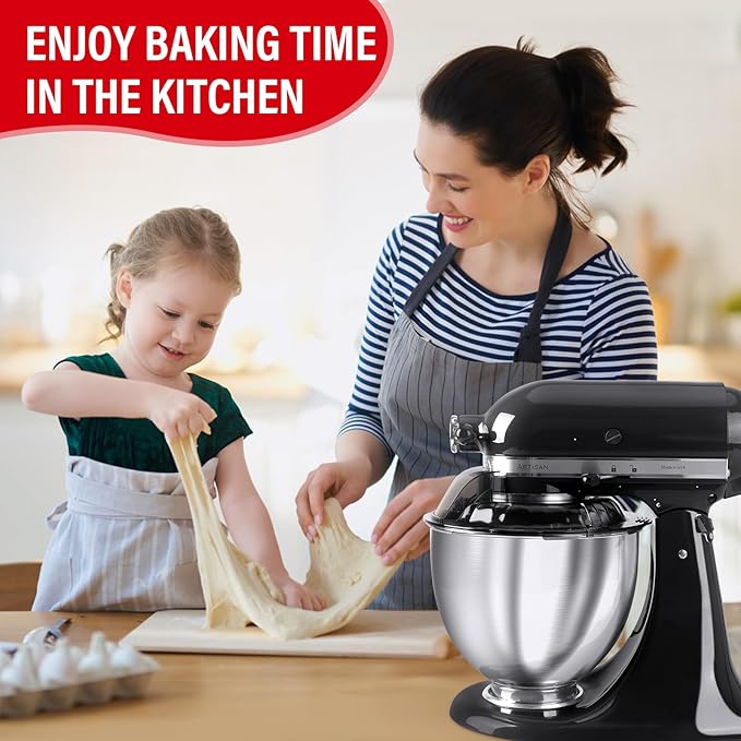 Pouring Shield for KitchenAid Tilt Head 4.5-5 QT (for Stainless Steel Bowls Only), for Kitchen aid Accessories and Attachments, Fully Enclosed Foldable Lid Mixer Bowl Cover, Not For Bowl Lift (Black)