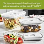ZWILLING Fresh & Save 2-Piece Small Glass Vacuum Sealer Food Storage Containers with Airtight Lids, Meal Prep Container