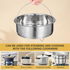 UPKOCH Pasta Strainer Steamer Basket Stainless Steel Vegetable Steamer Basket Insert Chinese Dumpling Rice Cooker Steaming Basket with Handle for Veggie Fish Seafood Cooking 22cm