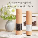 Ultrean Electric Pepper Grinder, Rechargeable Salt and Pepper Grinder with 6 Adjustable Coarseness, LED Light, One-Hand Automatic Operation, Light Orange