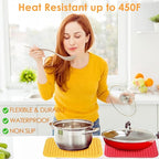 5 Pack Silicone Trivets for Hot Pots and Pans, 9 * 12Inch SiliconeTrivet for HotDishes, Colorful Heat Resistant Silicone Mat, Non-Slip Hot Pads Pot Holders for Kitchen Counter Hot Plate Mat