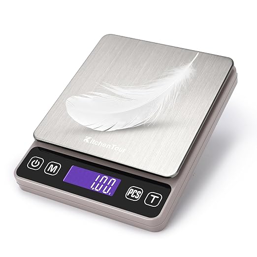 KitchenTour Digital Kitchen Scale - 500g/0.01g High Accuracy Precision Multifunction Food Meat Scale Jewelry Lab Carat Powder Scale with Back-Lit LCD Display(Batteries Included) Grey