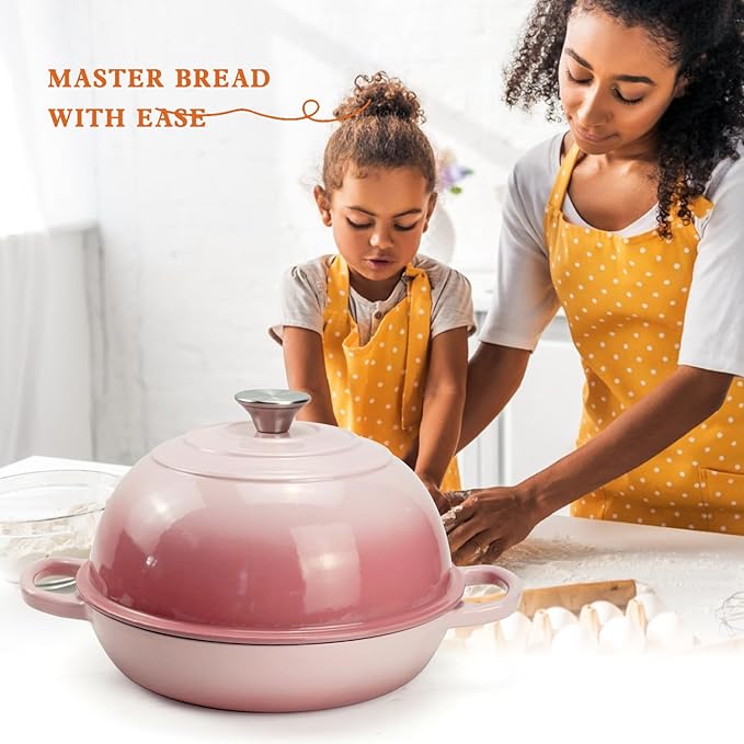 DVK Dutch Oven Pot with Lid for Sourdough Bread Baking Enameled 6 Qt Cast Iron Dutch Oven for Resistant Stovetop and Oven Safe