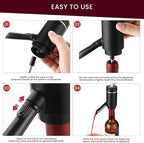 3-in-1 Electric Wine Aerator & Decanter Set with Stand Base - Automatic Pump Dispenser, Retractable Tube, and Built-in Pourer, Ideal Gift for Wine Lovers