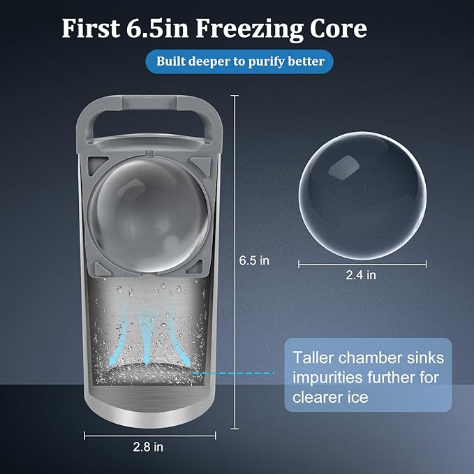 Clear Ice Cube Maker, 2.4" Stainless Steel & Non-BPA Silicone Ice Ball Maker Mold for Cocktails, Drinks & Bourbon, Whiskey Gifts for Men Woman