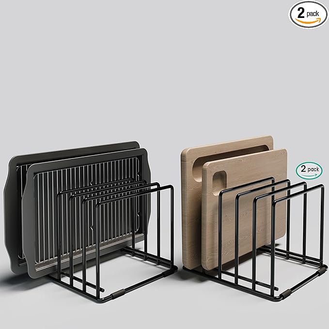 2-Pack Dish Rack & Cutting Board Organizer – 5-Tier Metal Rack for Cutting Boards, Bakeware, Trays – Space-Saving Kitchen Storage, Rust-Resistant Dish Organizer for Cabinets, Countertops & Pantry
