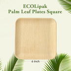 ECOLipak 6 Inch Compostable Palm Leaf Plate Like Bamboo Plate, 50 Pack Disposable Biodegradable Plates Suitable for Party, Dinner