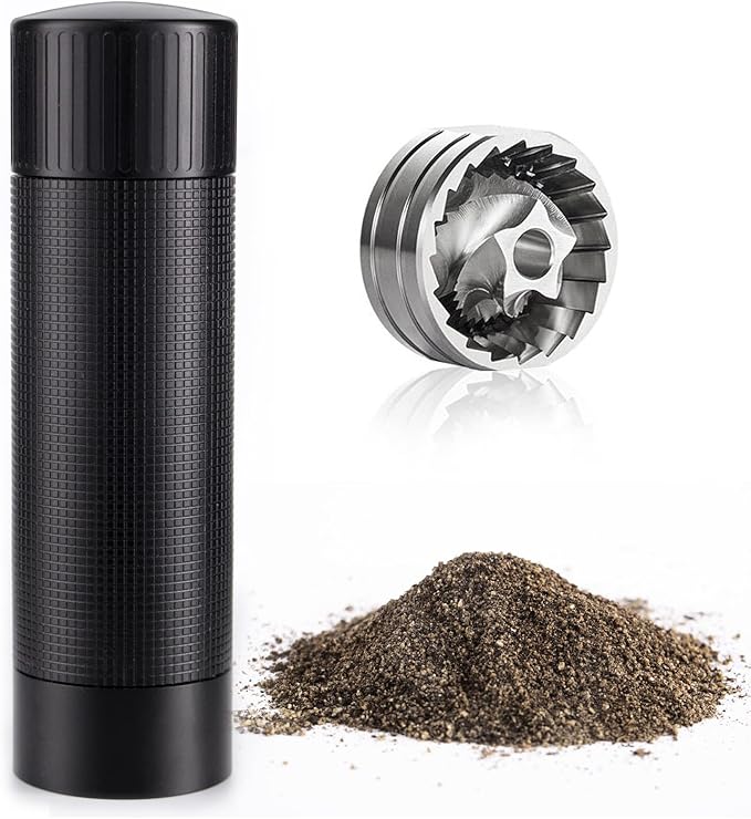 Luvan Pepper Grinder Mill, Heavy Duty Aluminum Manual Pepper Mill, Professional Grade Pepper Grinder with Stainless Steel Blade and Adjustable Coarseness, Black Pepper Mill Grinder Refillable Gift Set